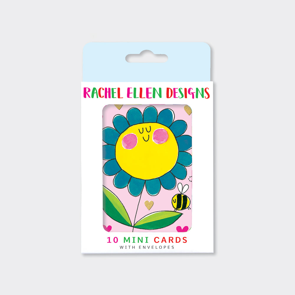 Foiled Pack of 10 Notecards - Smiley Flower/Blank