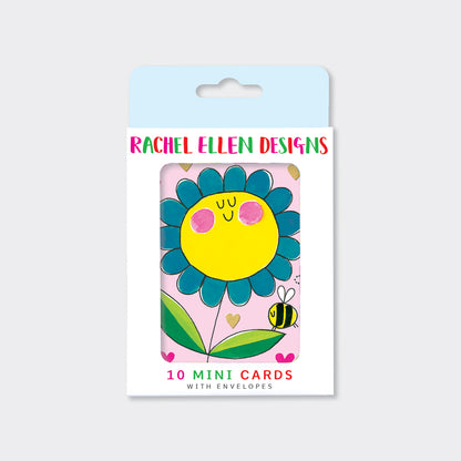 Foiled Pack of 10 Notecards - Smiley Flower/Blank