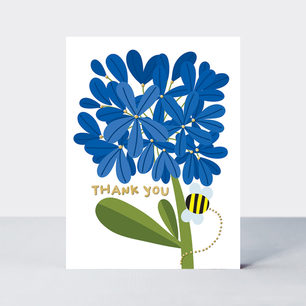 Foiled Pack of 10 Notecards - Agapanthus/Thank You