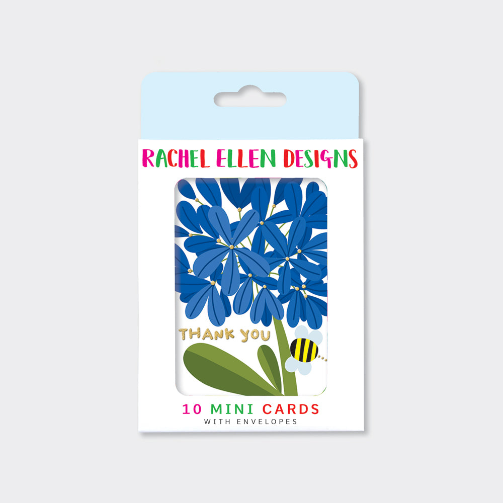 Foiled Pack of 10 Notecards - Agapanthus/Thank You