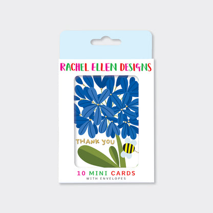 Foiled Pack of 10 Notecards - Agapanthus/Thank You