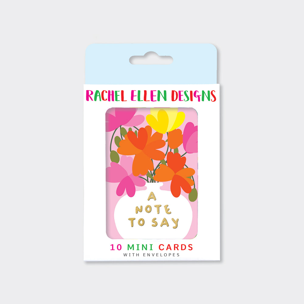 Foiled Pack of 10 Notecards - Note To Say/Vase of Flowers