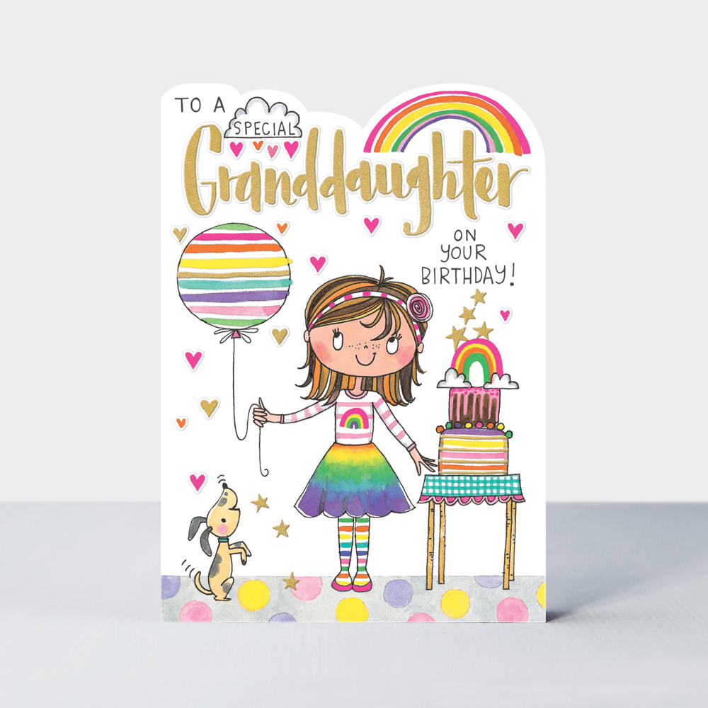 Fred &amp; Ginger - Special Granddaughter Girl with cake  - Birthday Card