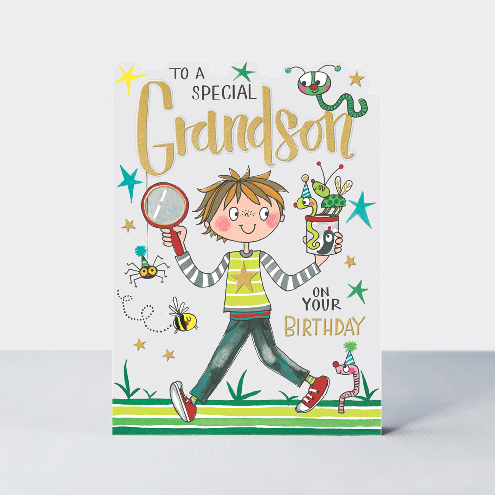 Fred & Ginger - Special Grandson Boy & Bugs  - Birthday Card