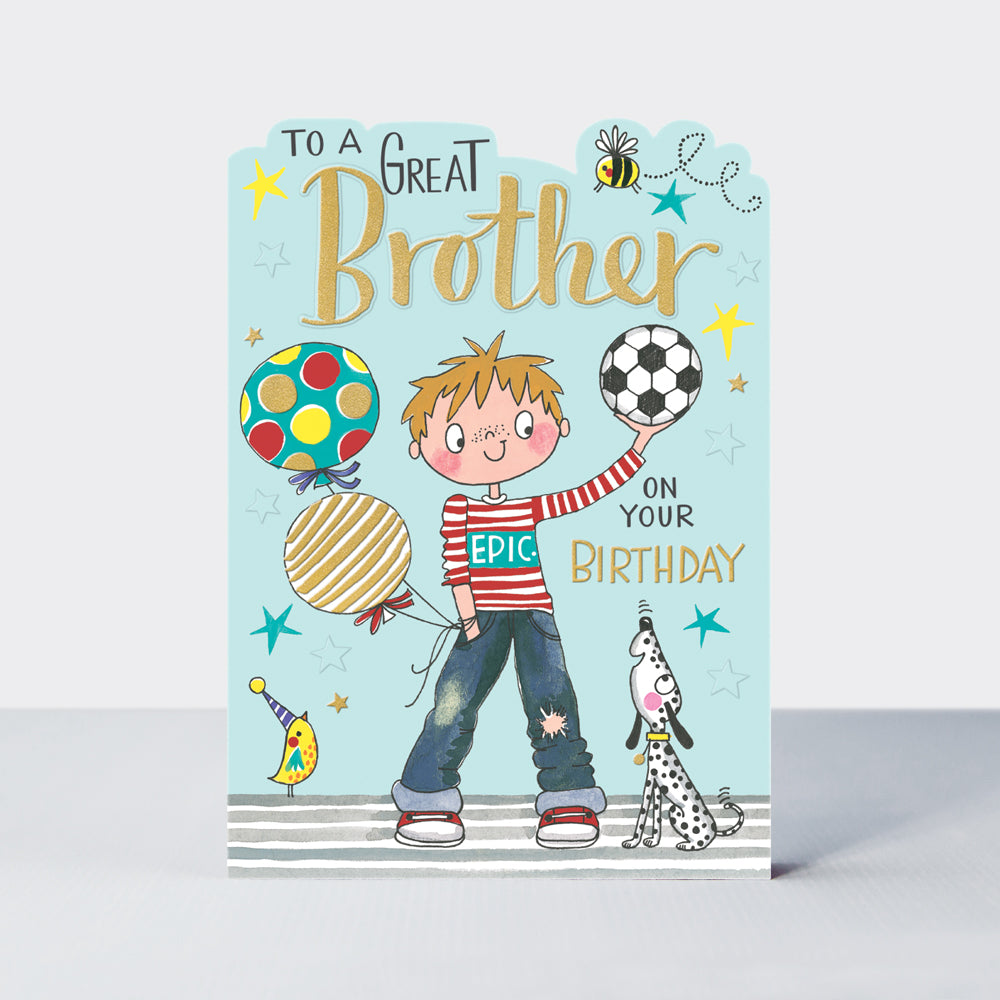 Fred & Ginger - Great Brother Boy & Football  - Birthday Card