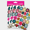 Multi-Colour Gold Glitter Letter Stickers - 4 Sheets