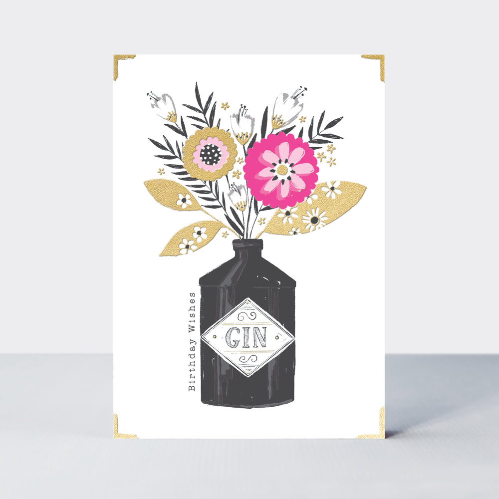 Flamingo - Birthday Vase & Flowers  - Birthday Card