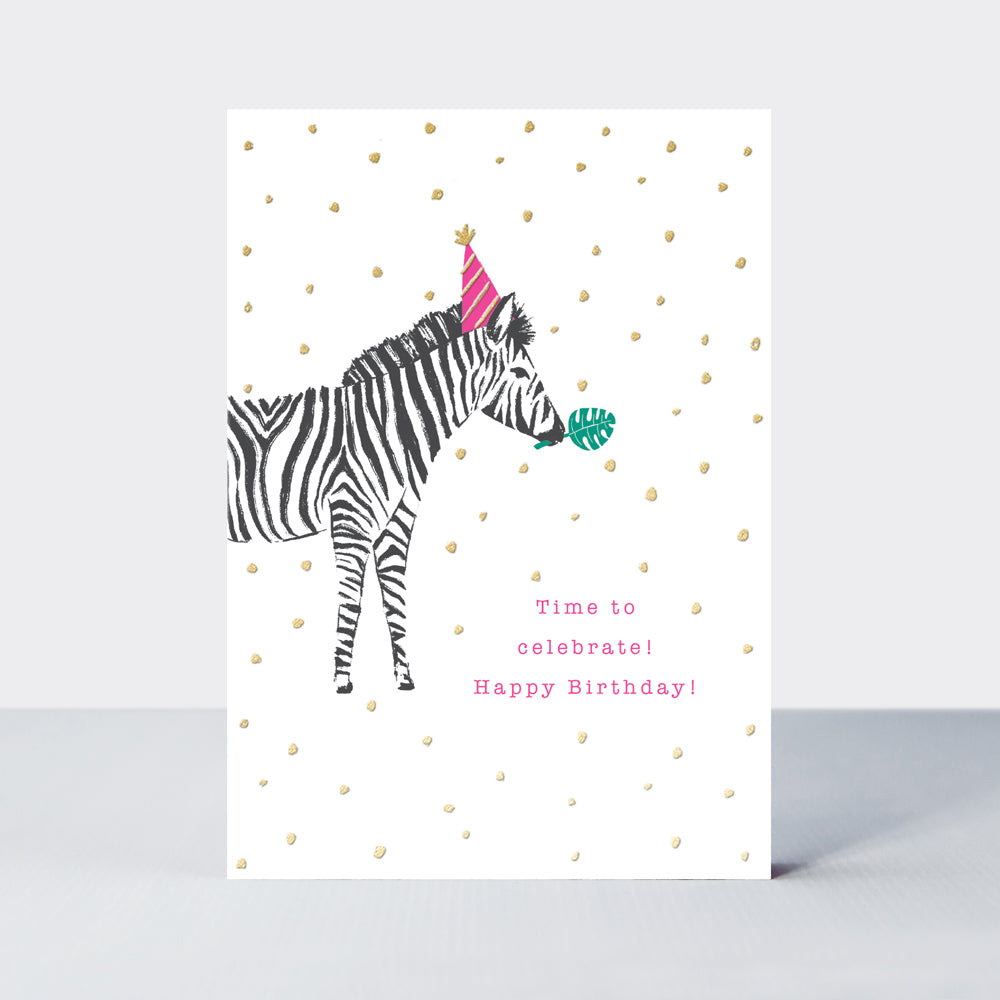 Flamingo - Birthday Party Zebra  - Birthday Card