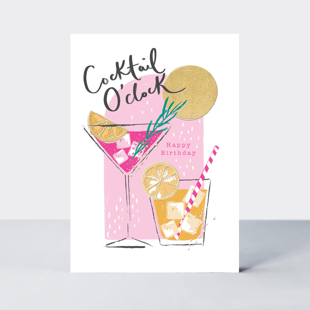 Flamingo - Birthday Cocktail O'Clock  - Birthday Card