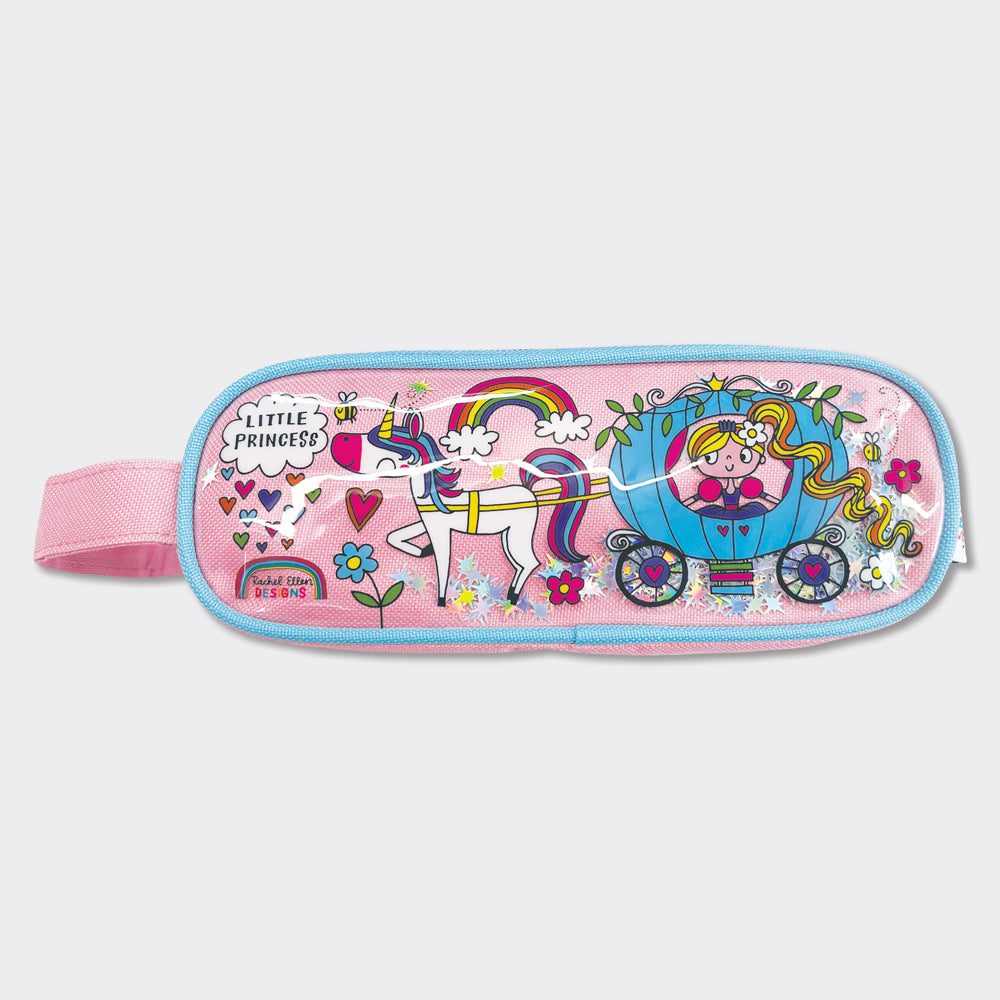 Glitter Double Zip Pencil Case With Handle - Little Princess