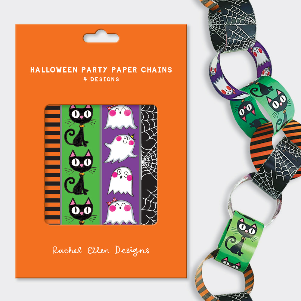 Paper Chain Kit - Halloween - Black cats, ghosts and cobwebs