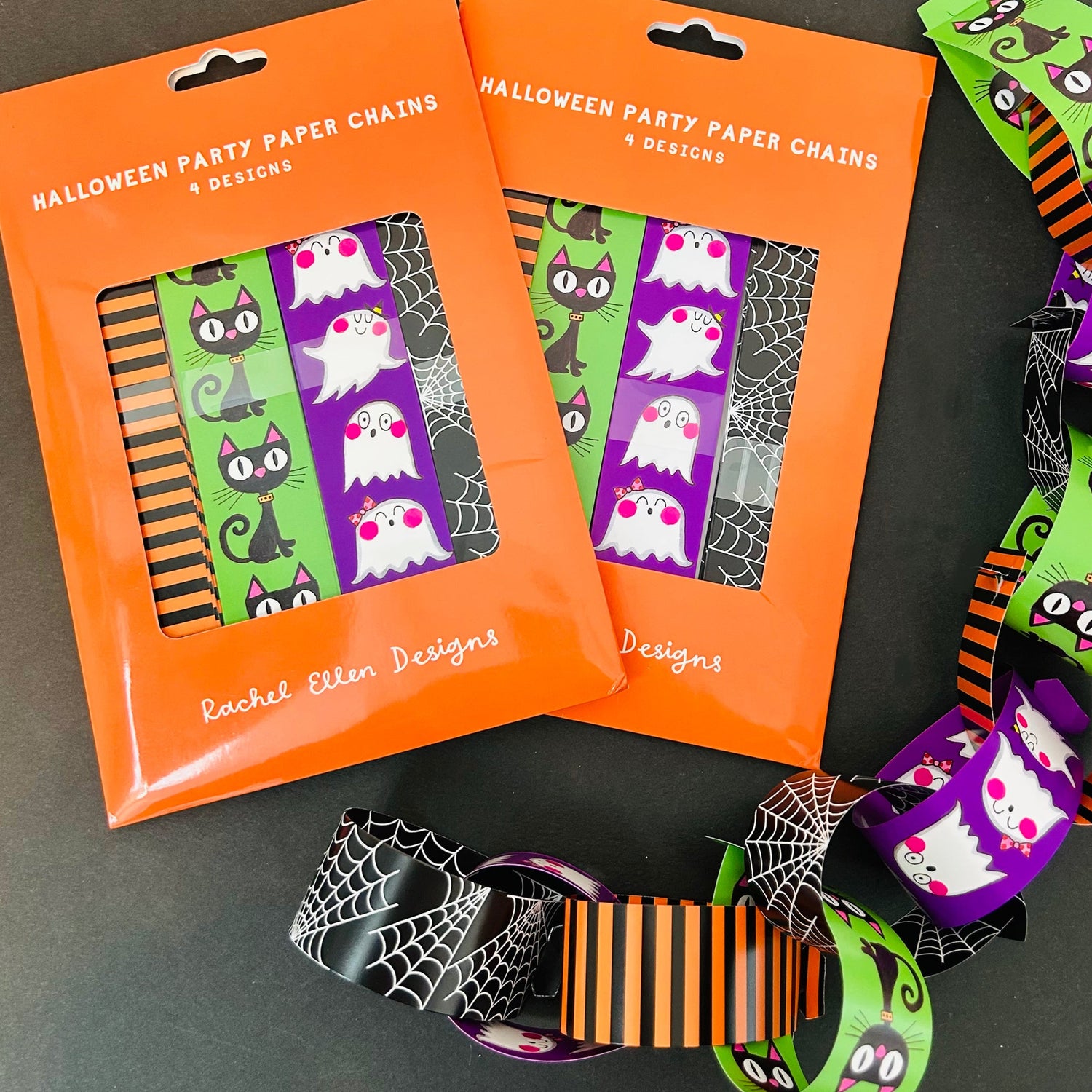 Paper Chain Kit - Halloween - Black cats, ghosts and cobwebs