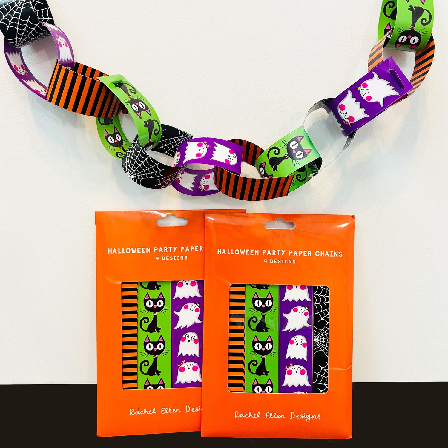 Paper Chain Kit - Halloween - Black cats, ghosts and cobwebs