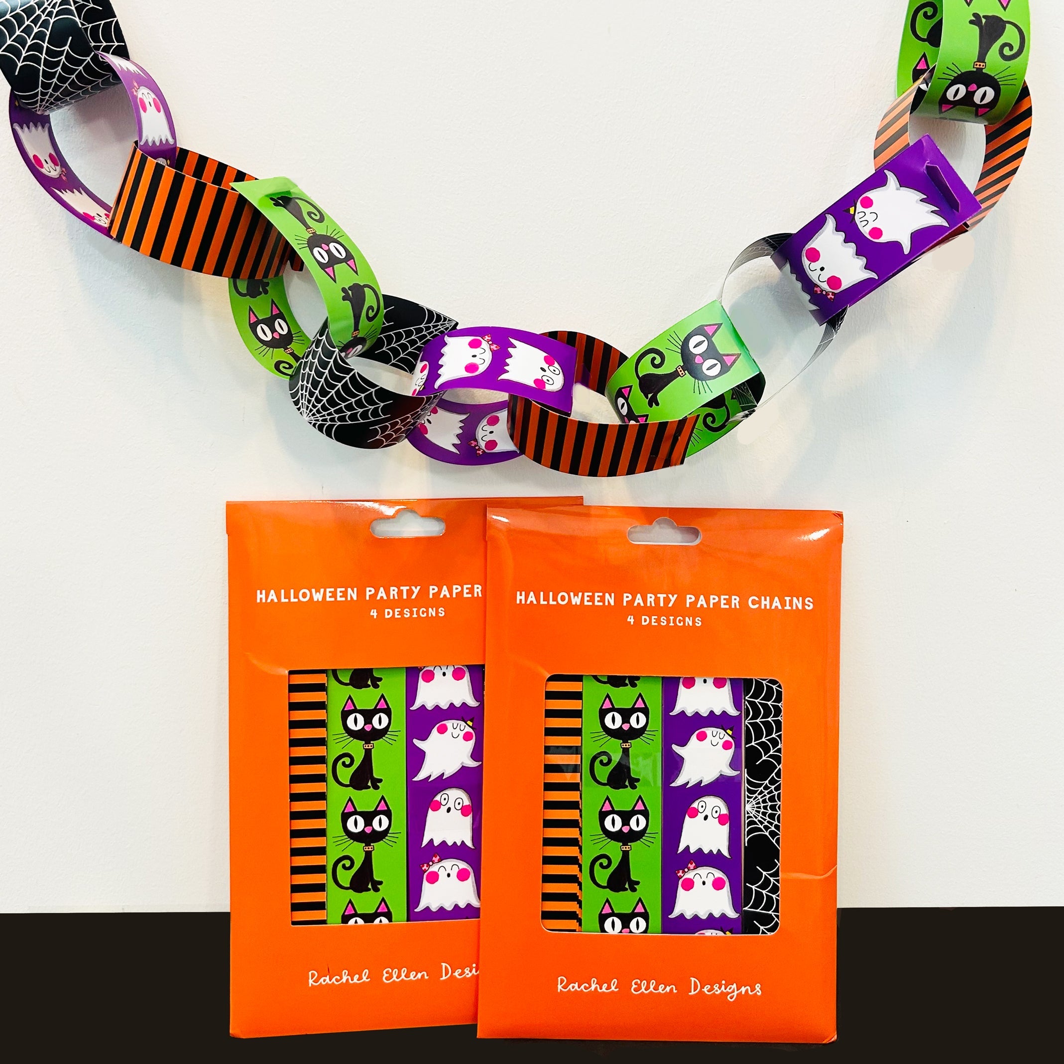 Paper Chain Kit - Halloween - Black cats, ghosts and cobwebs