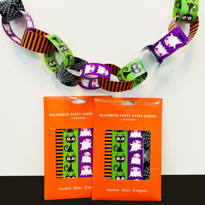 Paper Chain Kit - Halloween - Black cats, ghosts and cobwebs