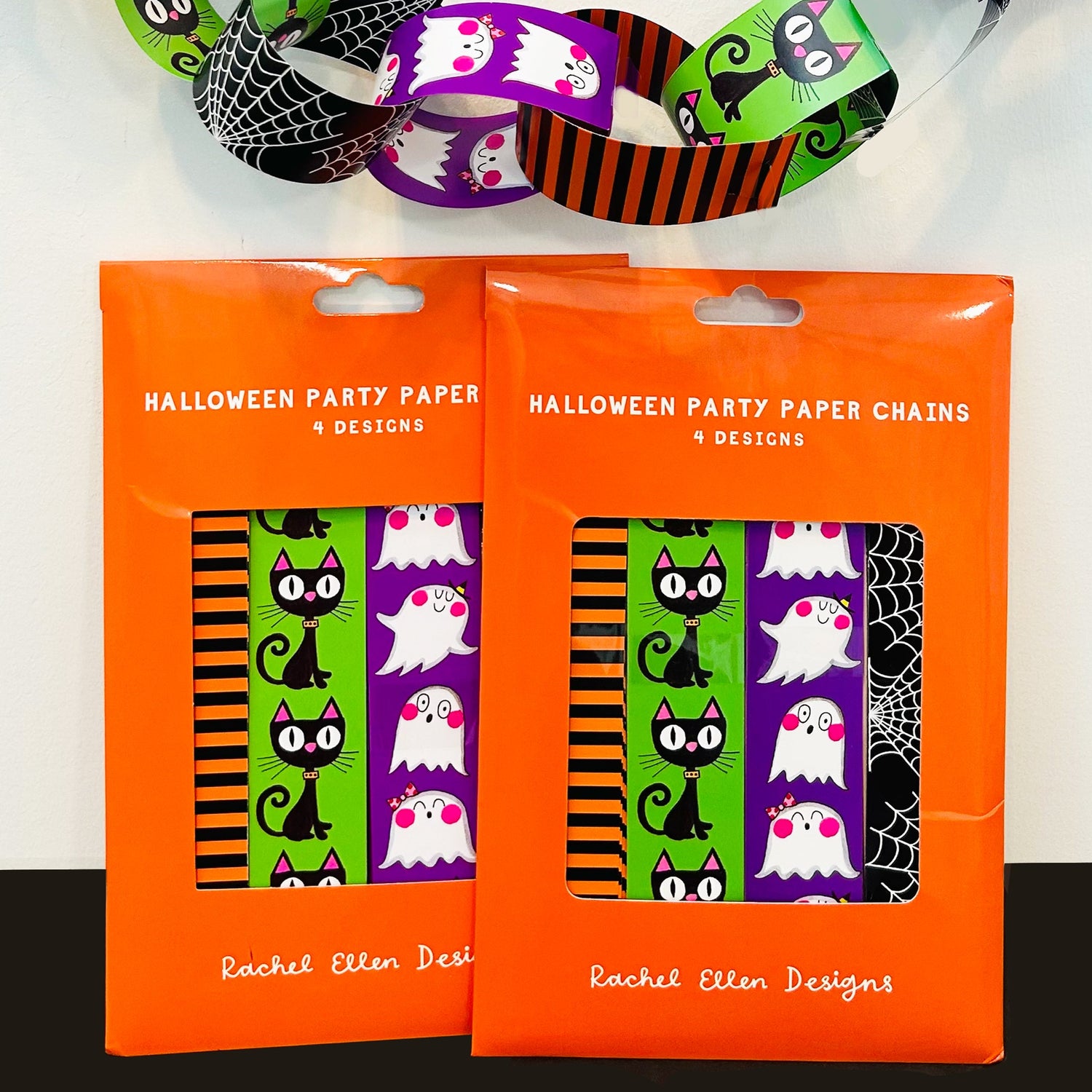 Paper Chain Kit - Halloween - Black cats, ghosts and cobwebs