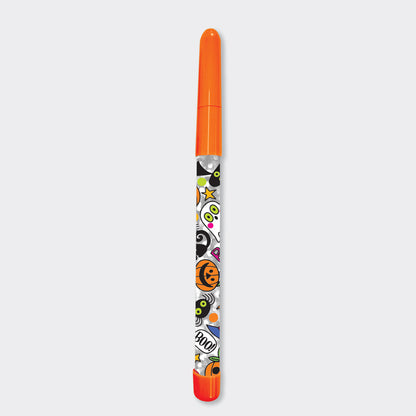 Halloween glitter ballpoint pen with spooky designs by Rachel Ellen