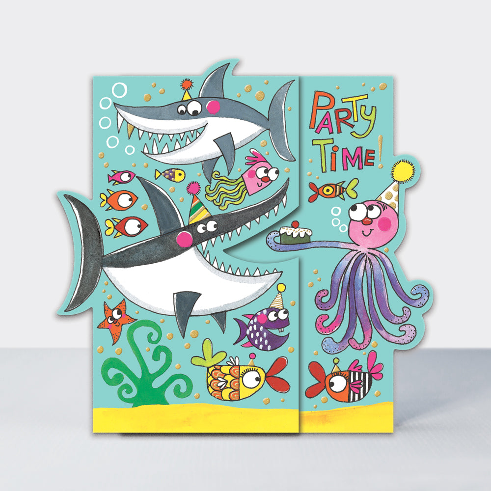 Hip Hop - Party Time Sharks  - Birthday Card