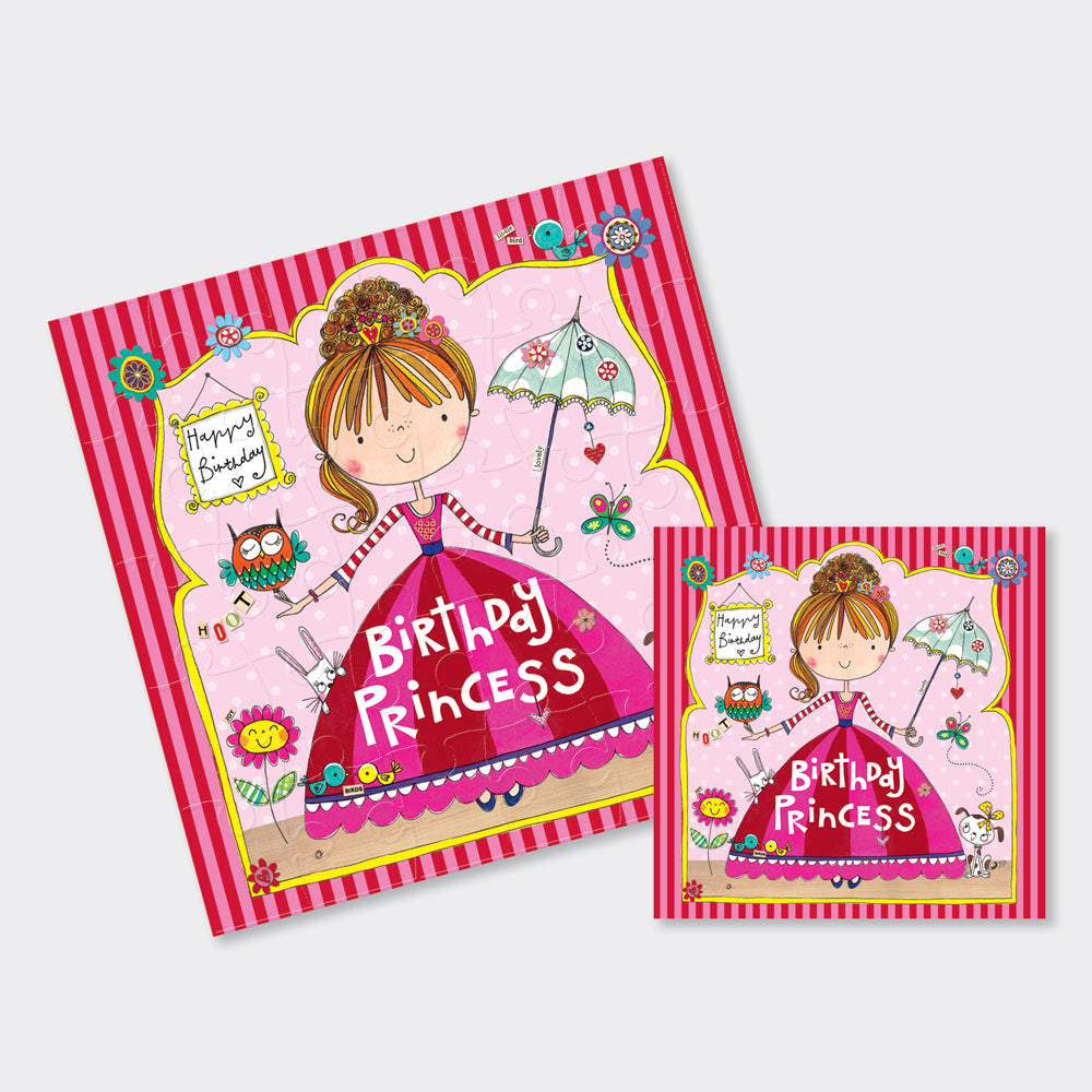 Jigsaw Card - Birthday Princess with Parasol  - Birthday Card