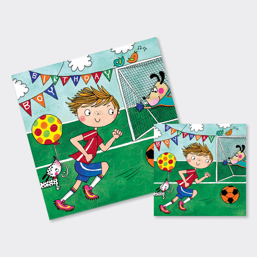 Jigsaw Card - Birthday Boy Football Dogs  - Birthday Card