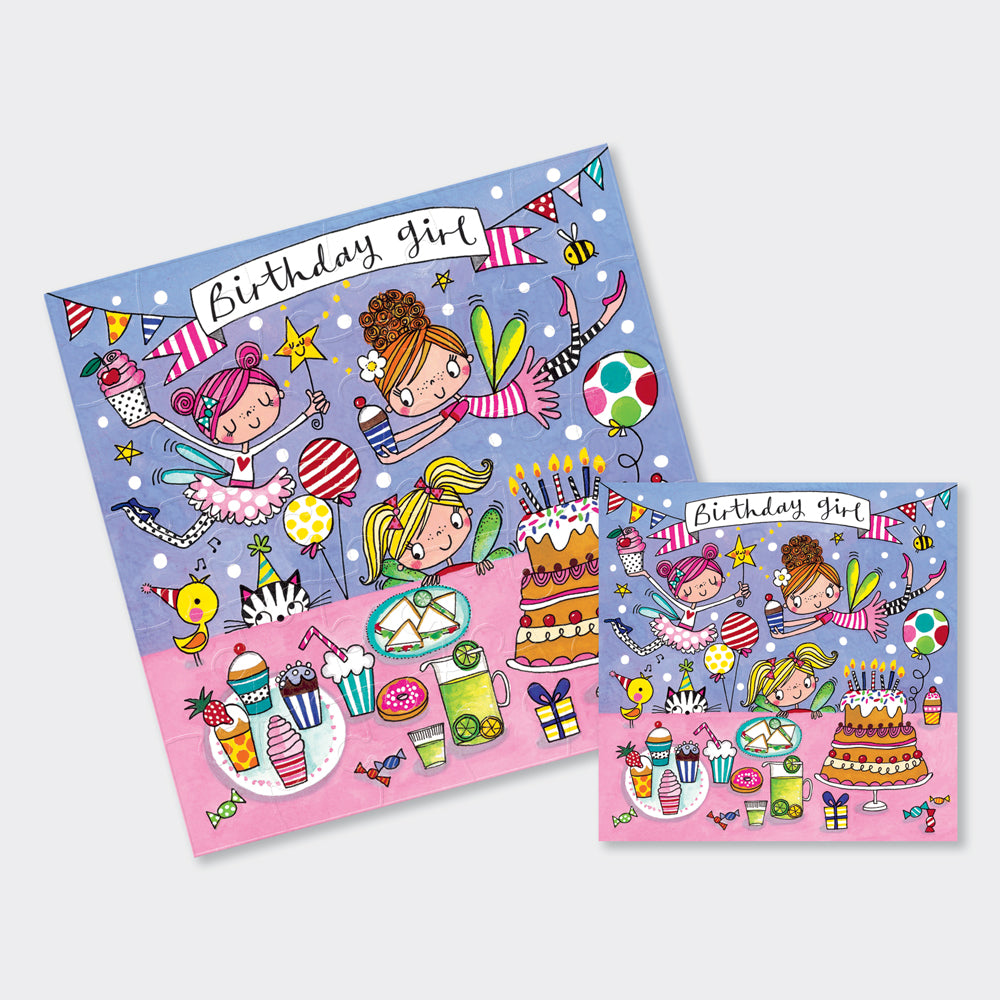 Jigsaw Card - Birthday Girl Fairy Party  - Birthday Card