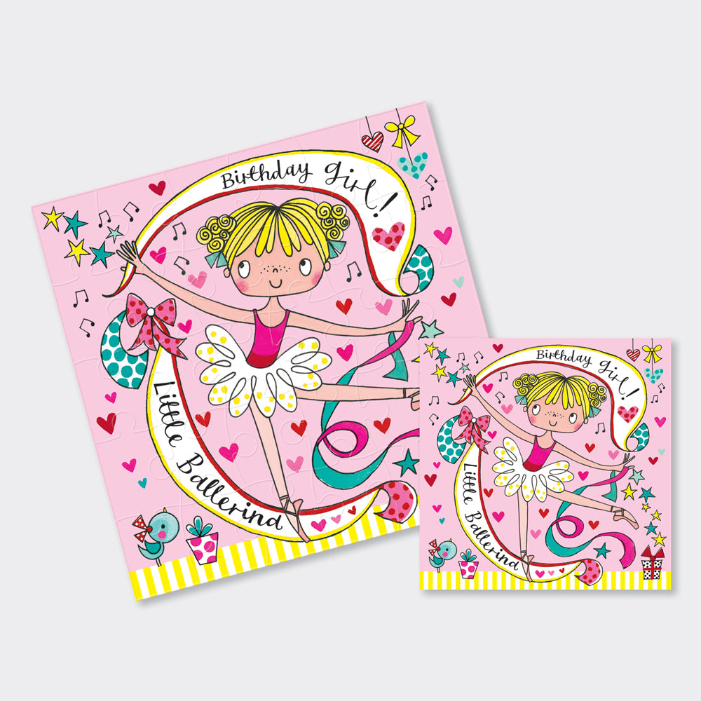 Jigsaw Card - Birthday Girl Ballerina  - Birthday Card