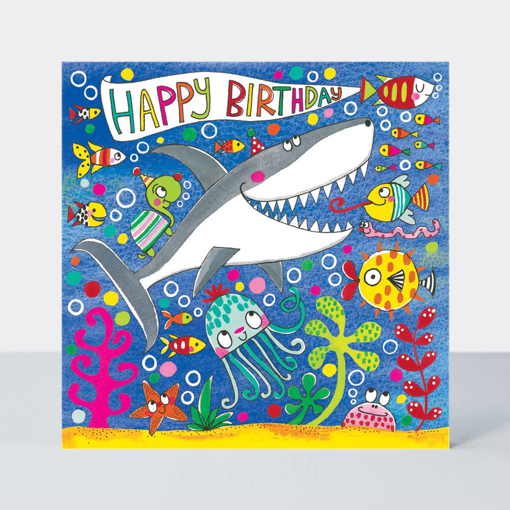 Jigsaw Card - Happy Birthday Shark Sea Scene  - Birthday Card