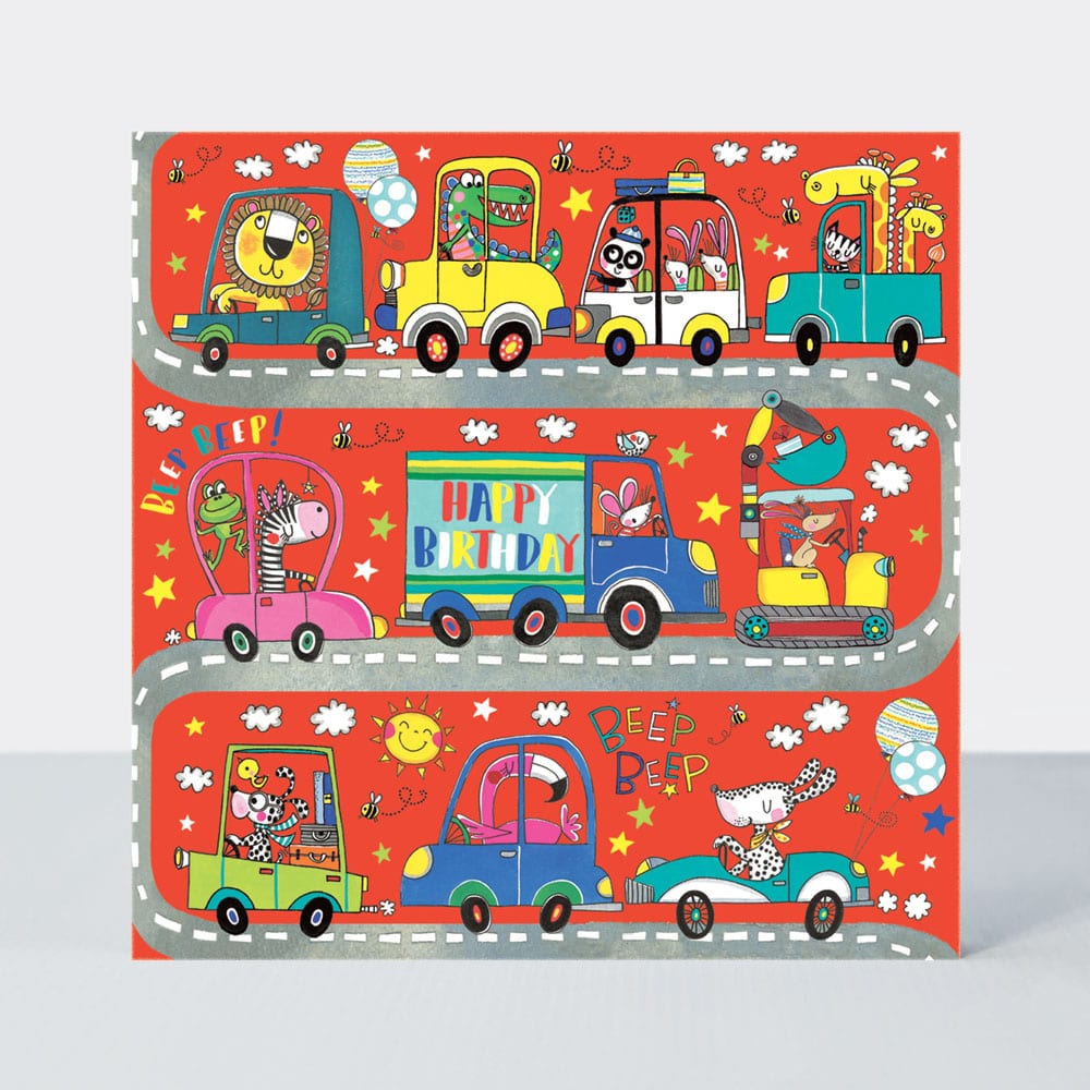 Jigsaw Card - Happy Birthday Beep beep cars  - Birthday Card