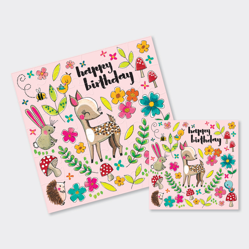 Jigsaw Card - Birthday woodland friends  - Birthday Card