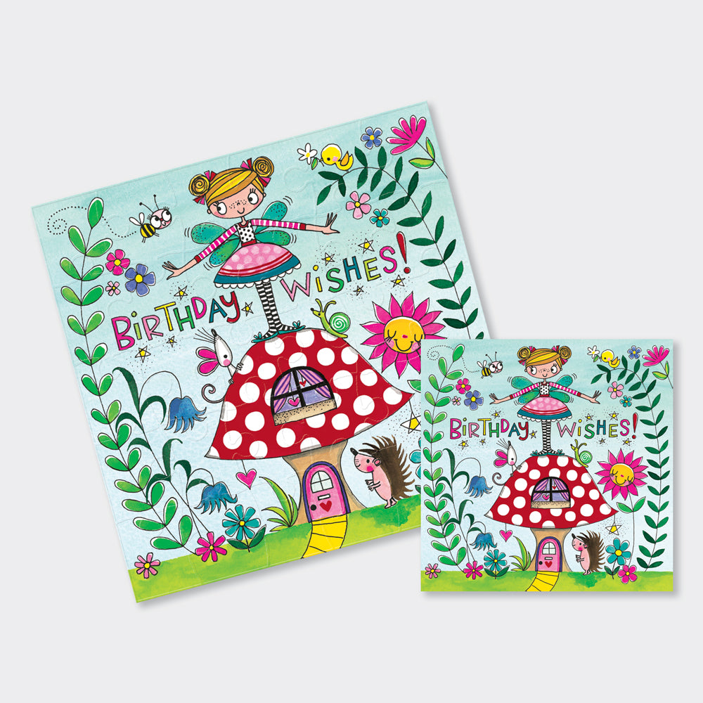 Jigsaw Card - Birthday wishes woodland fairy  - Birthday Card