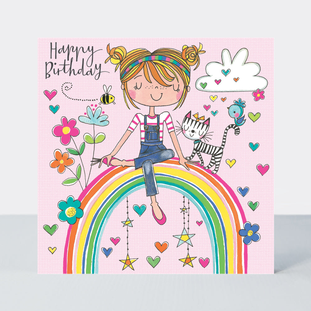 Jigsaw Card - Girl on Rainbow  - Birthday Card