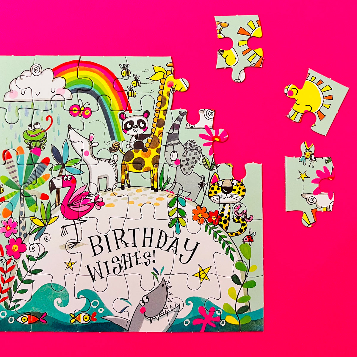 Jigsaw Card - Birthday Wishes Love our planet  - Birthday Card