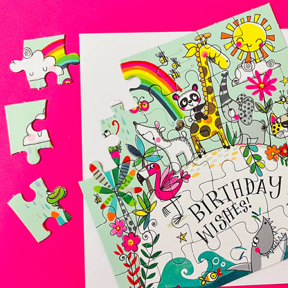 Jigsaw Card - Birthday Wishes Love our planet  - Birthday Card