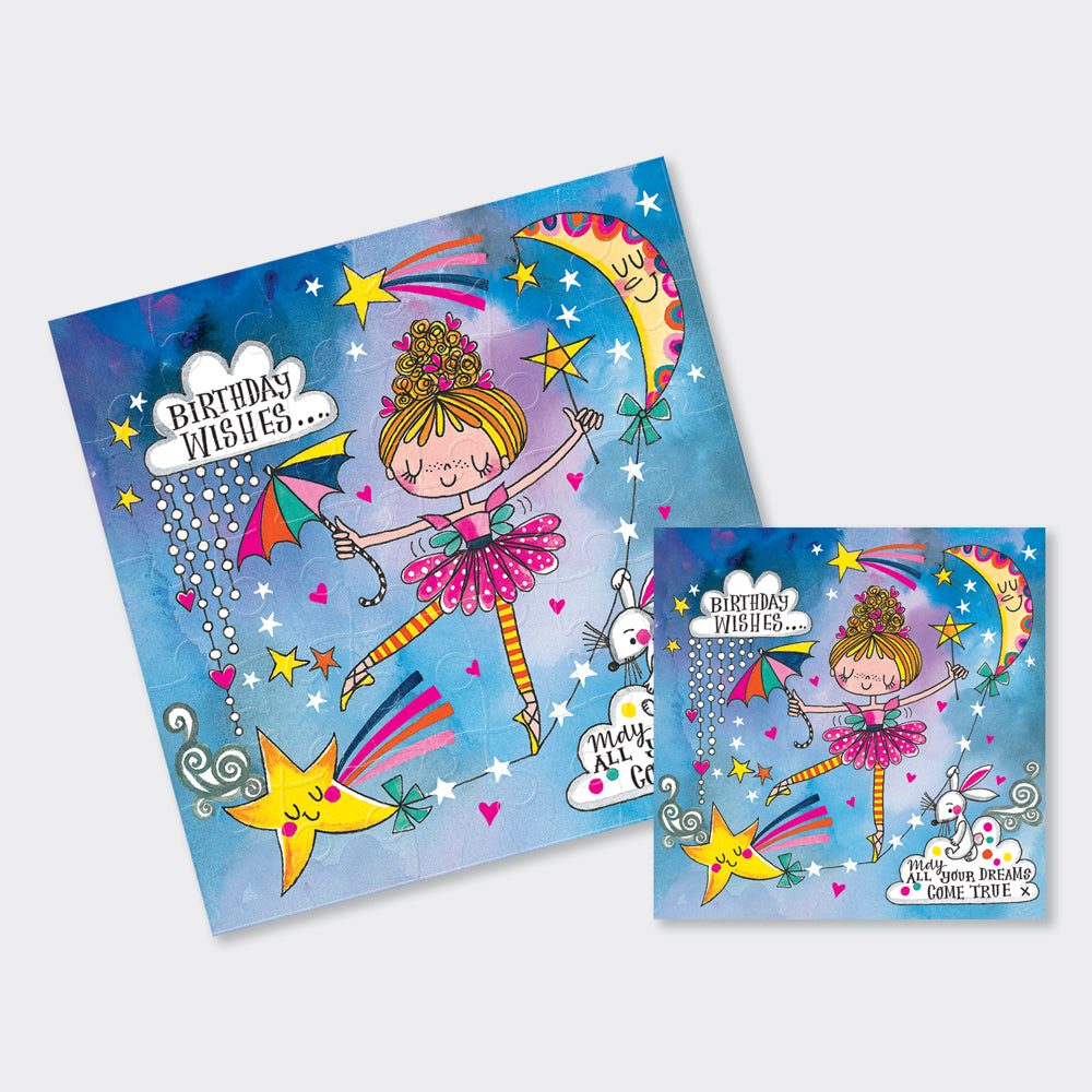 Jigsaw Card - Birthday Wishes Moon Dance  - Birthday Card