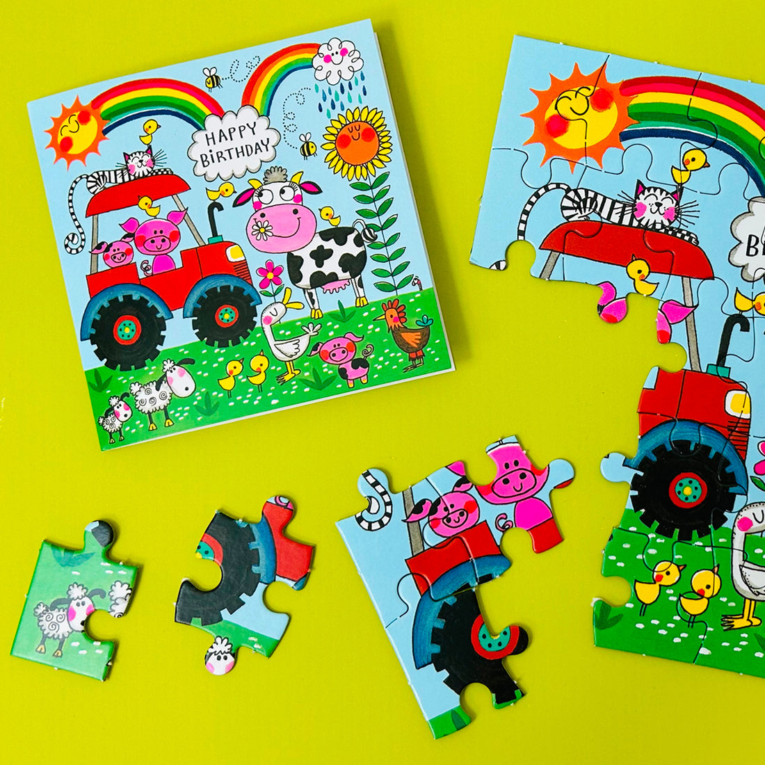 Jigsaw card - Happy Birthday - Farmyard  - Birthday Card