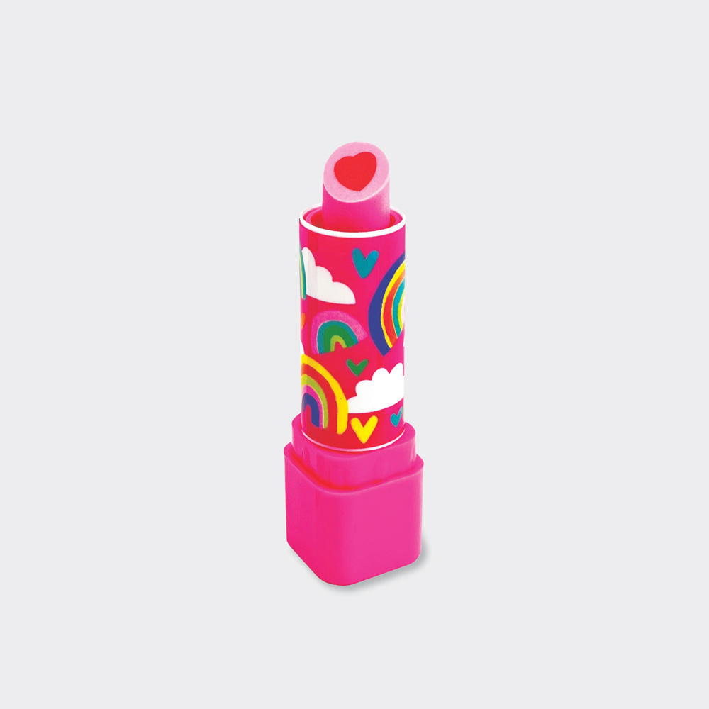 Lipstick Eraser - Pink, rainbows and clouds