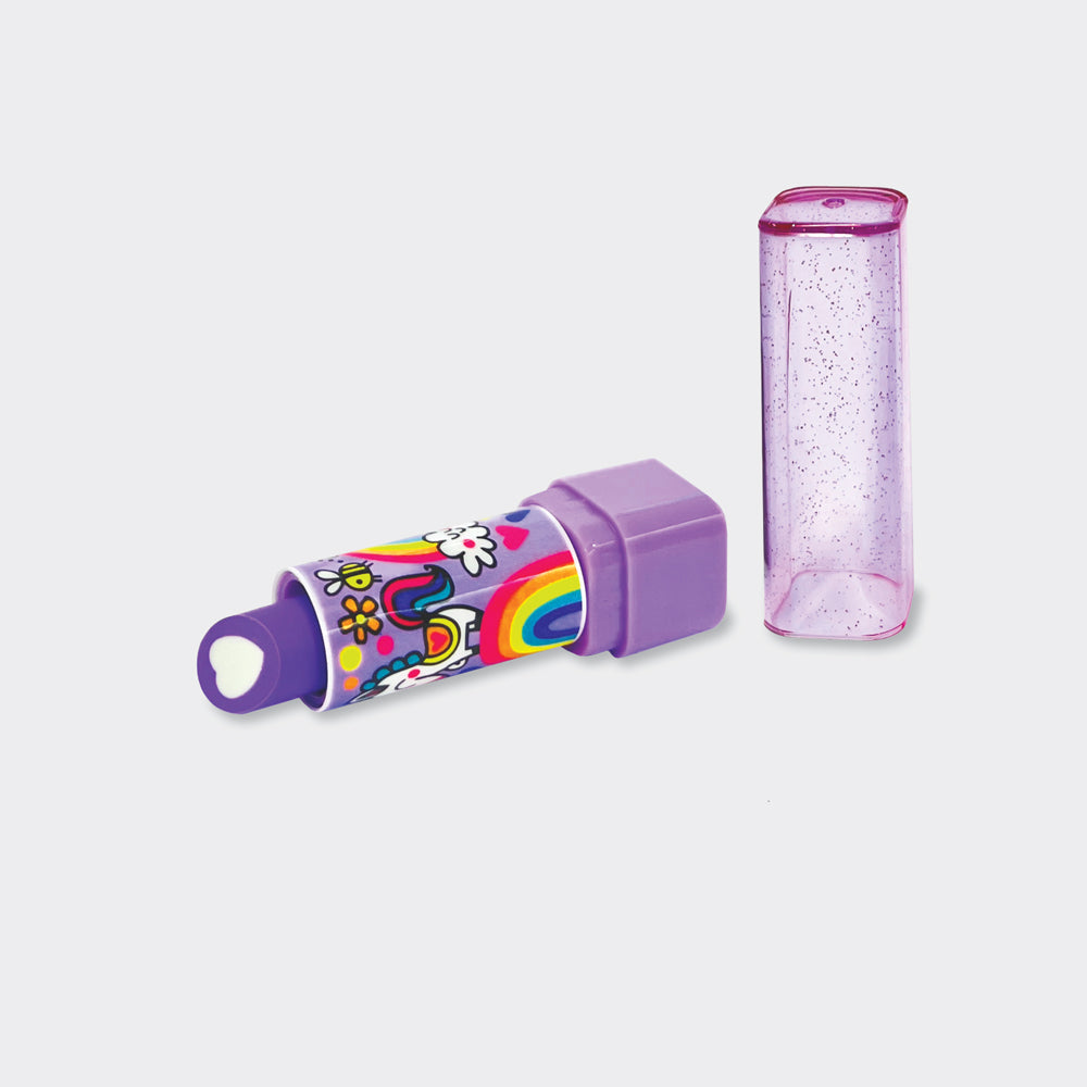 Lipstick Eraser - Purple, rainbows and unicorns