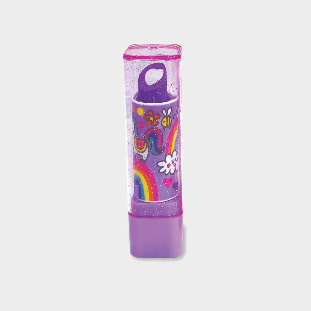 Lipstick Eraser - Purple, rainbows and unicorns