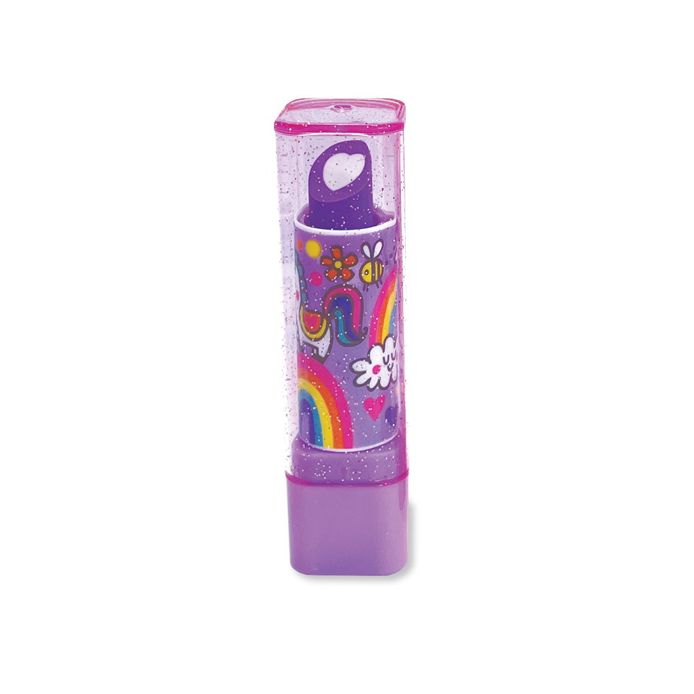 Lipstick Eraser - Purple, rainbows and unicorns