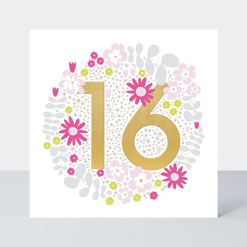 Mika - Floral 16th  - Birthday Card
