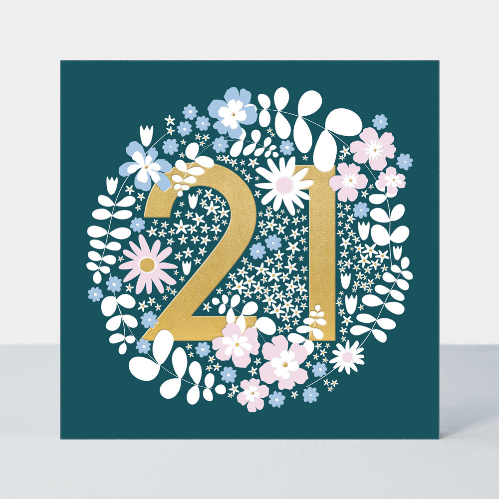 Mika - Floral 21st  - Birthday Card