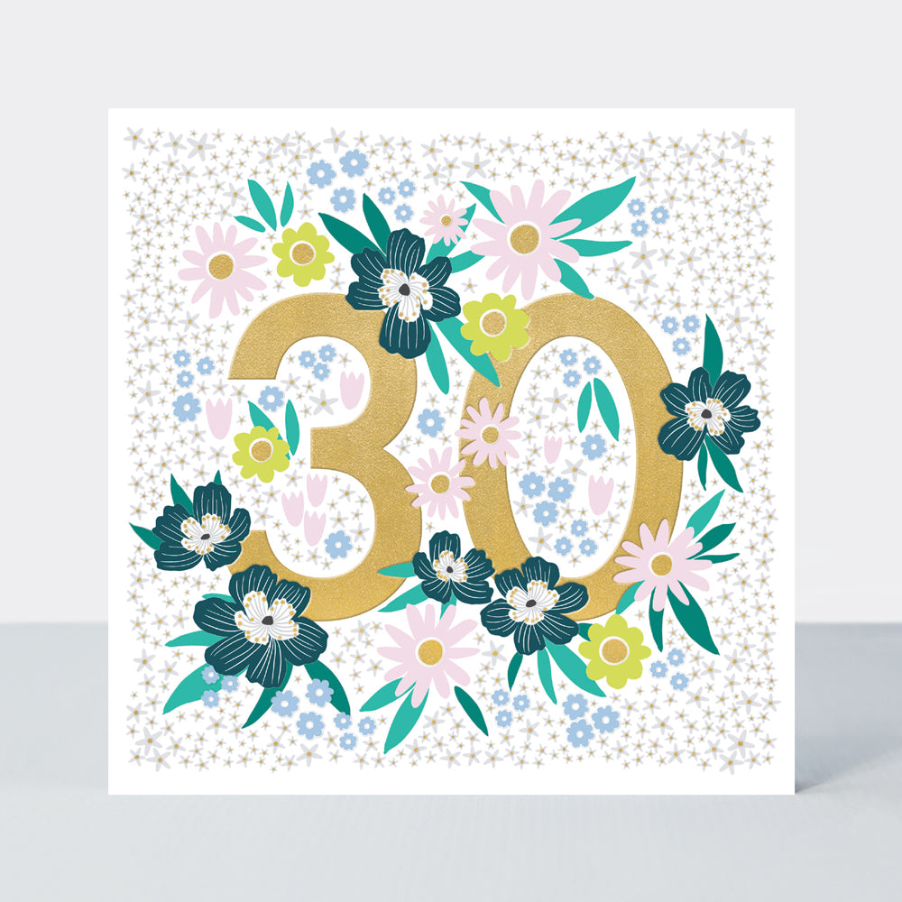 Mika - Floral 30th  - Birthday Card
