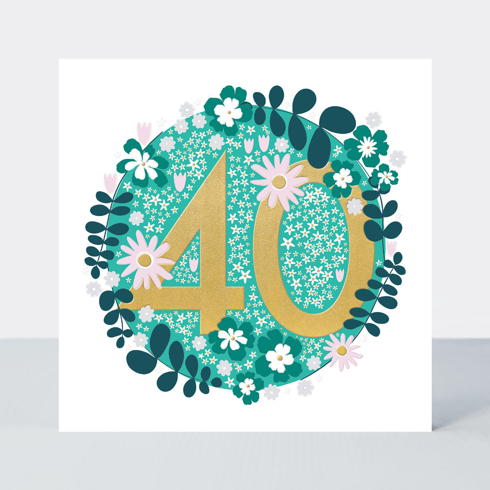 Mika - Floral 40th  - Birthday Card
