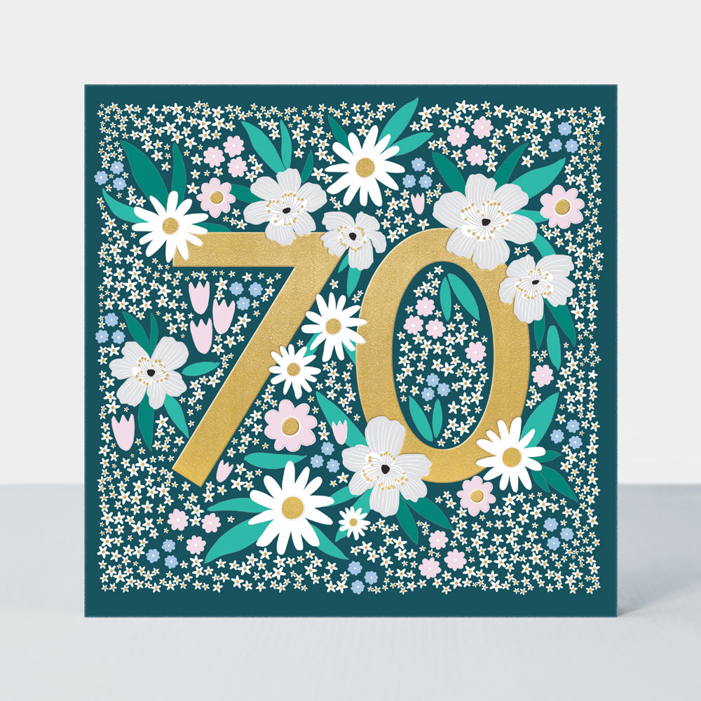 Mika - Floral 70th  - Birthday Card