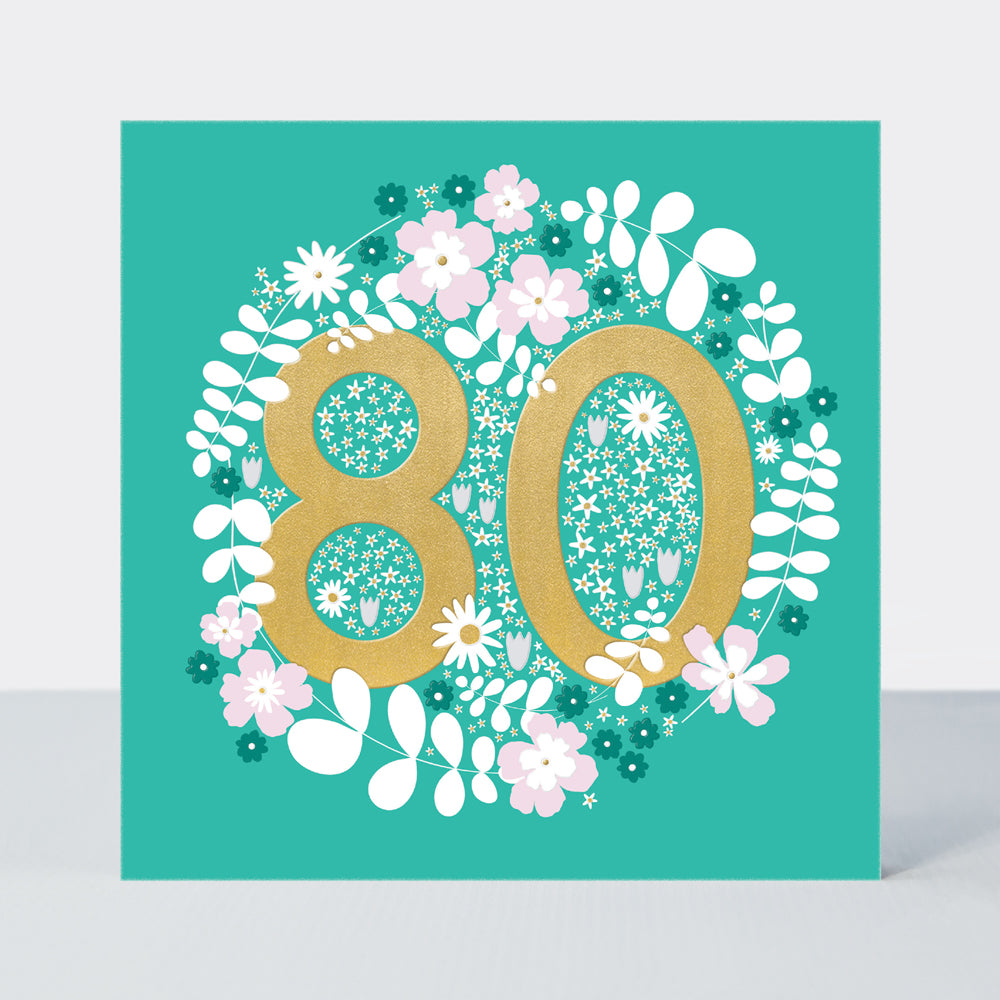 Mika - Floral 80th  - Birthday Card