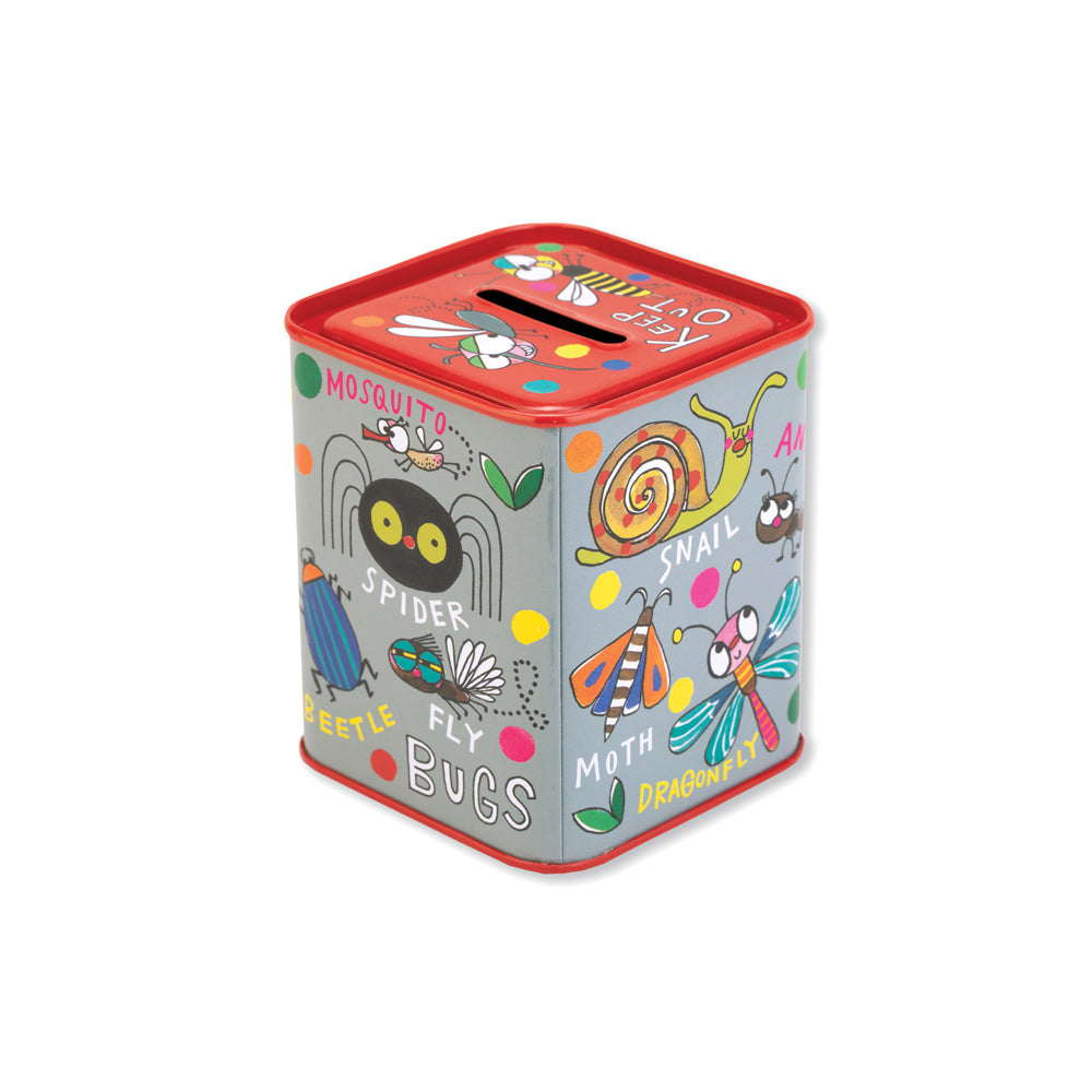 Keep Out Bugs Kids Money Box Tin | Reusable Piggy Bank for Children ...
