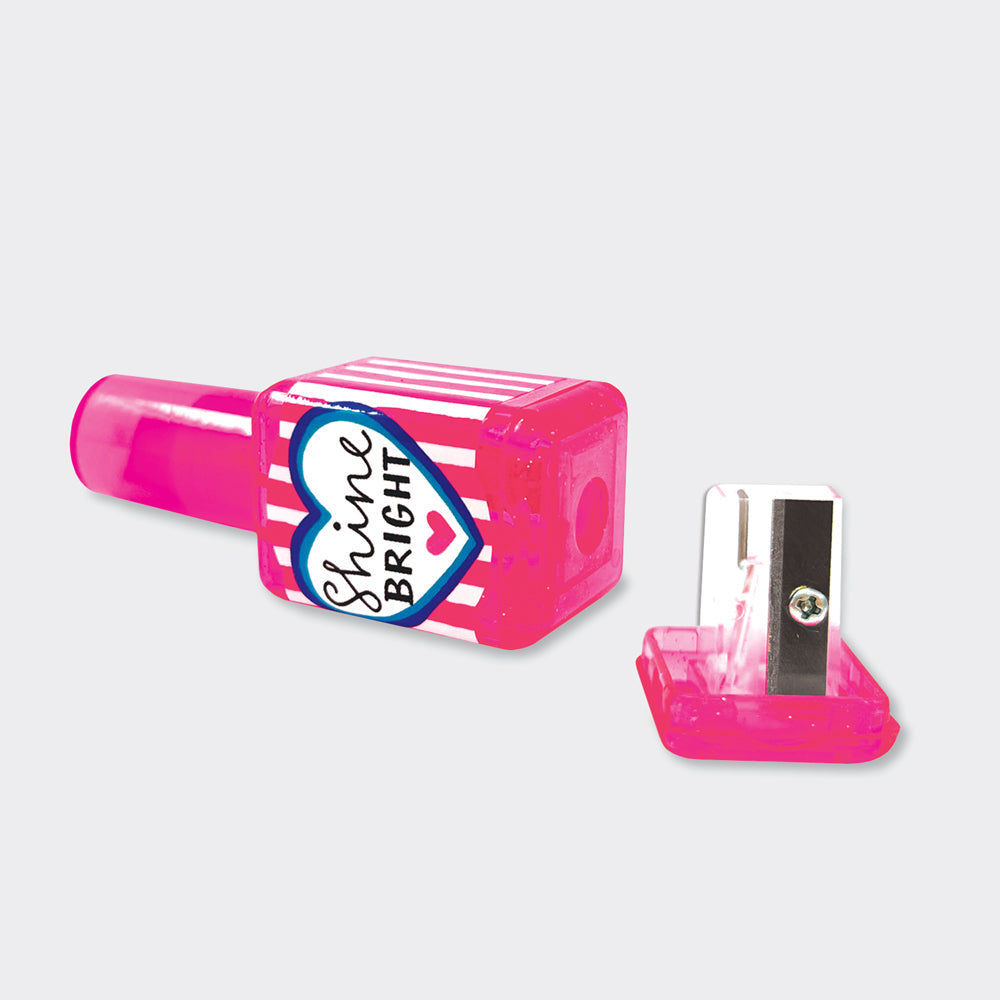 2-in-1 Eraser & Sharpener - Pink Nail Polish Design