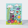 Pack of 10 Notecards - A Little Note/Cat & Flowers