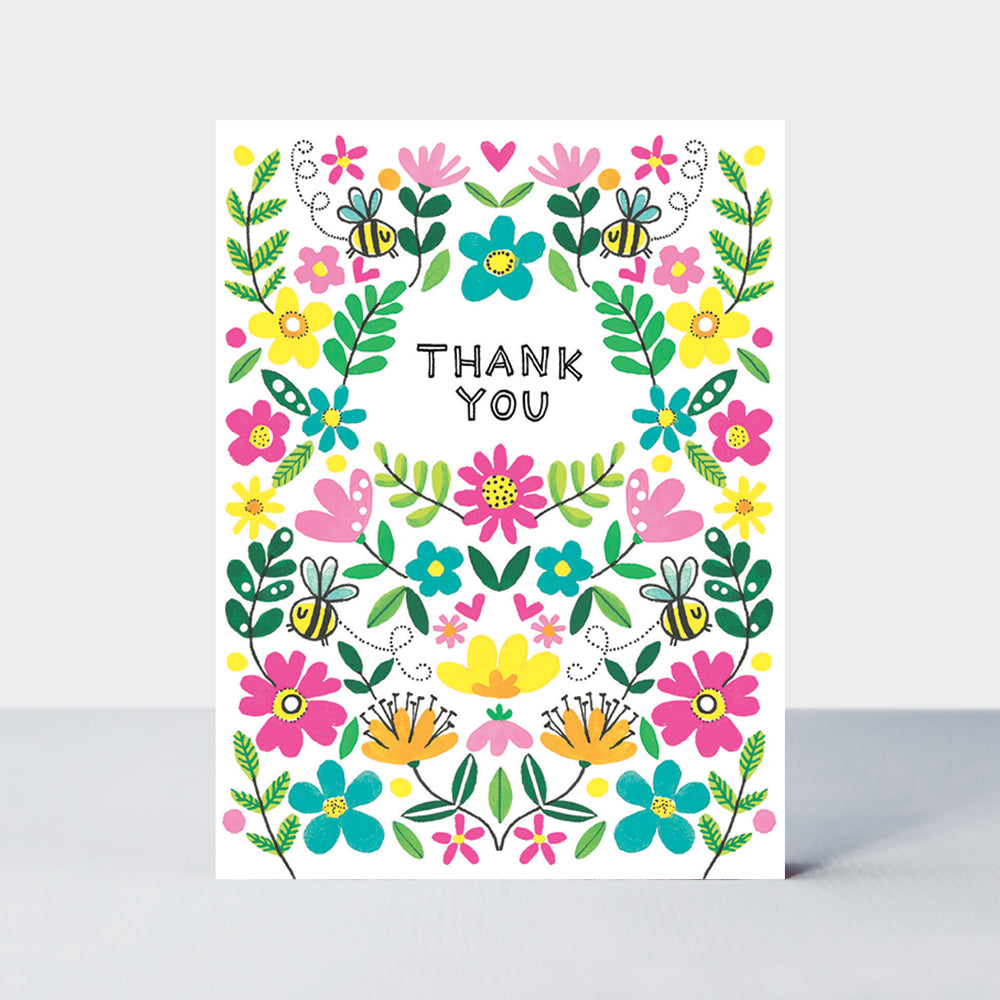 Pack of 10 Notecards - Thank You/Floral Pattern