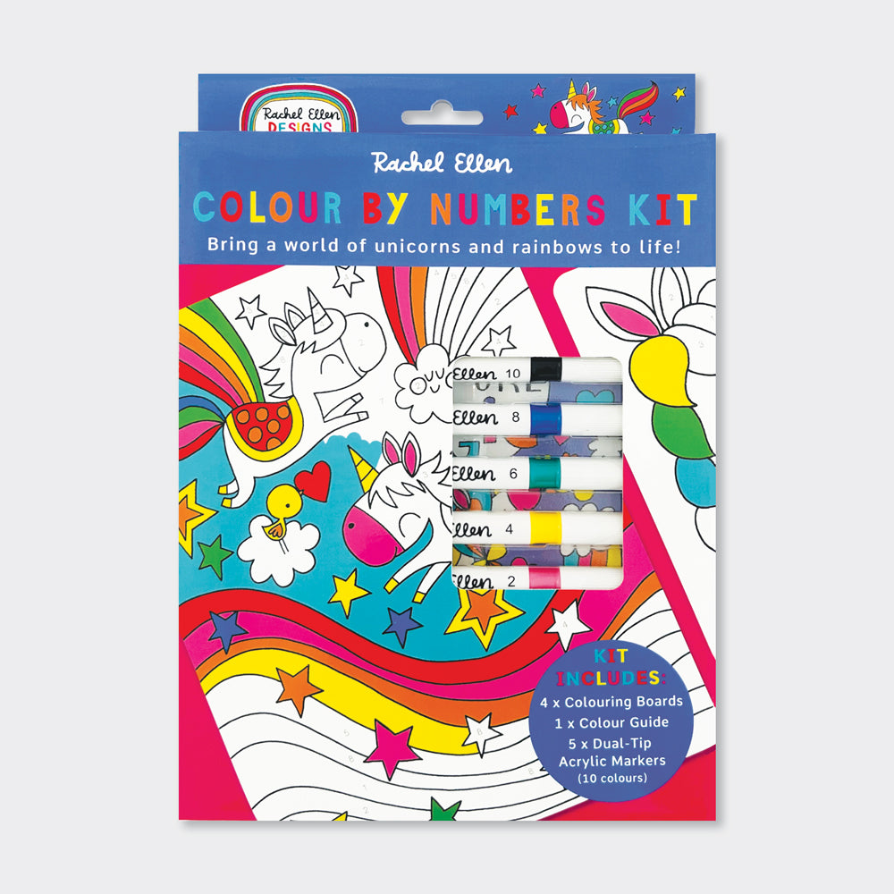 Colour by Numbers Kit Unicorns and Rainbows